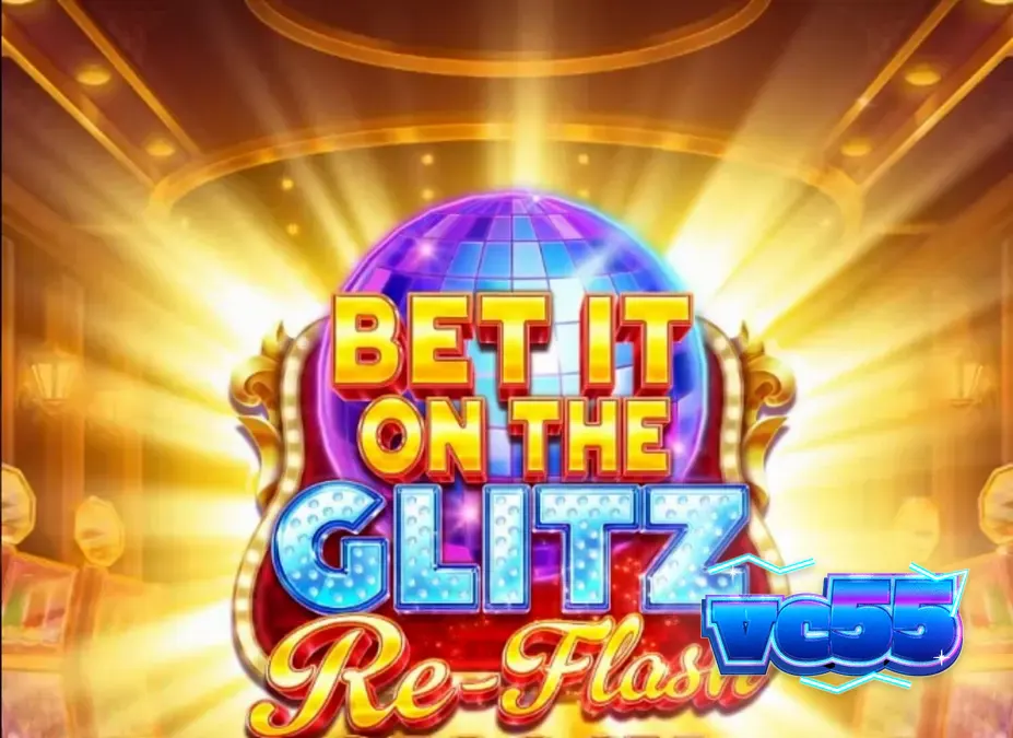 Tampilan visual neon dan simbol permata dalam slot Bet It on the Glitz Re-Flash
