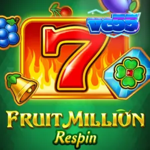 Tampilan layar permainan slot Fruit Million Respin dengan simbol buah klasik.